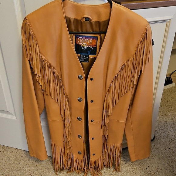 Cripple Creek Jackets & Blazers - Cripple Creek Tan Fringe Leather Jacket